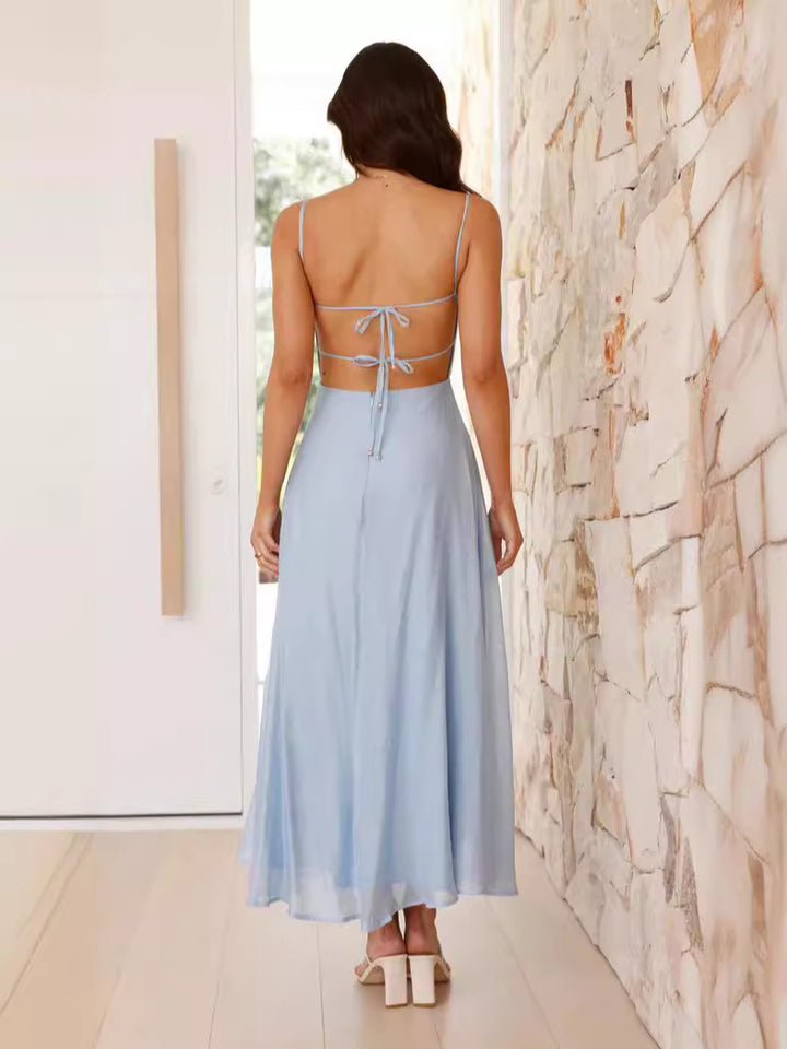 Blue Bustier Top Flowy Dress