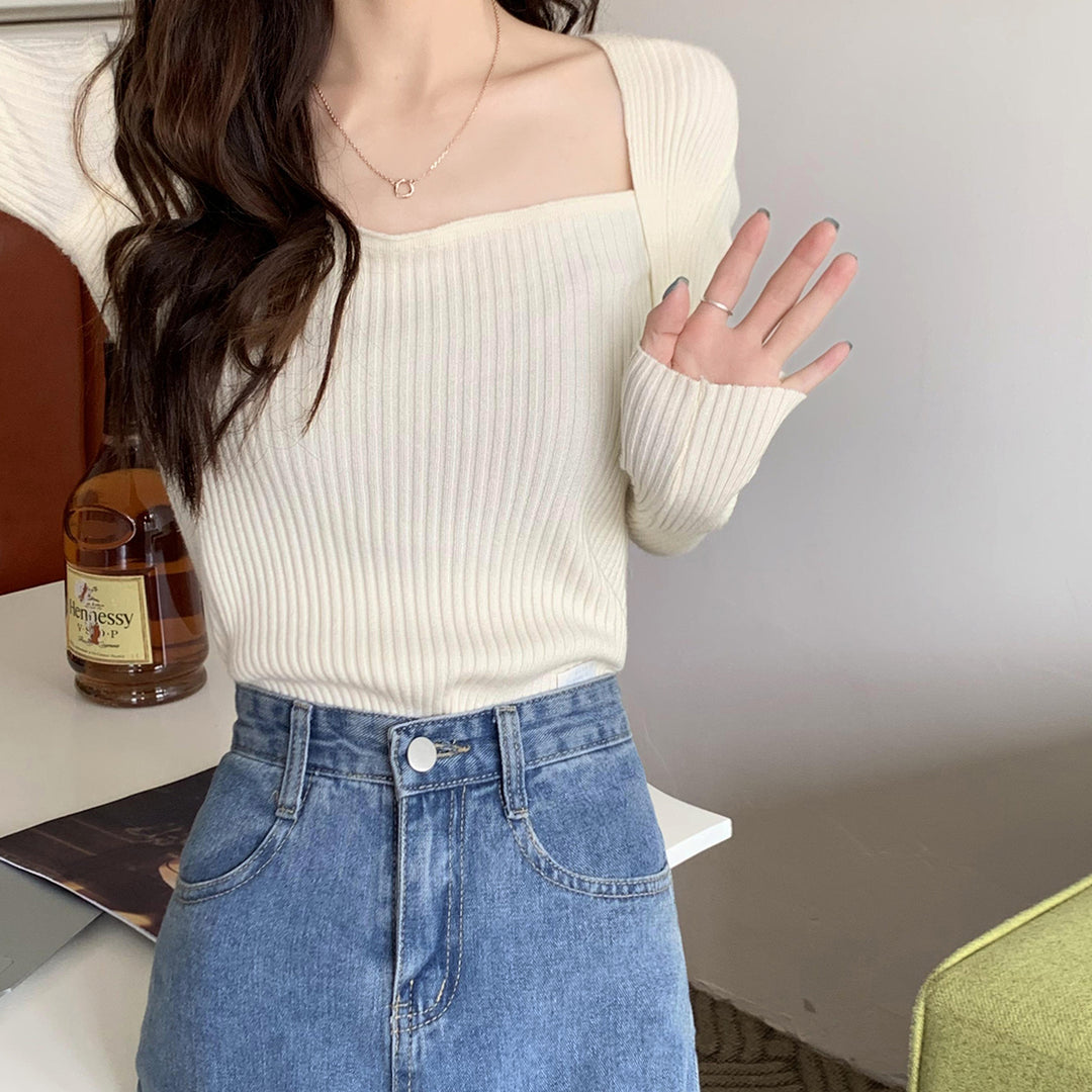 Cream Square Neck Top 1145