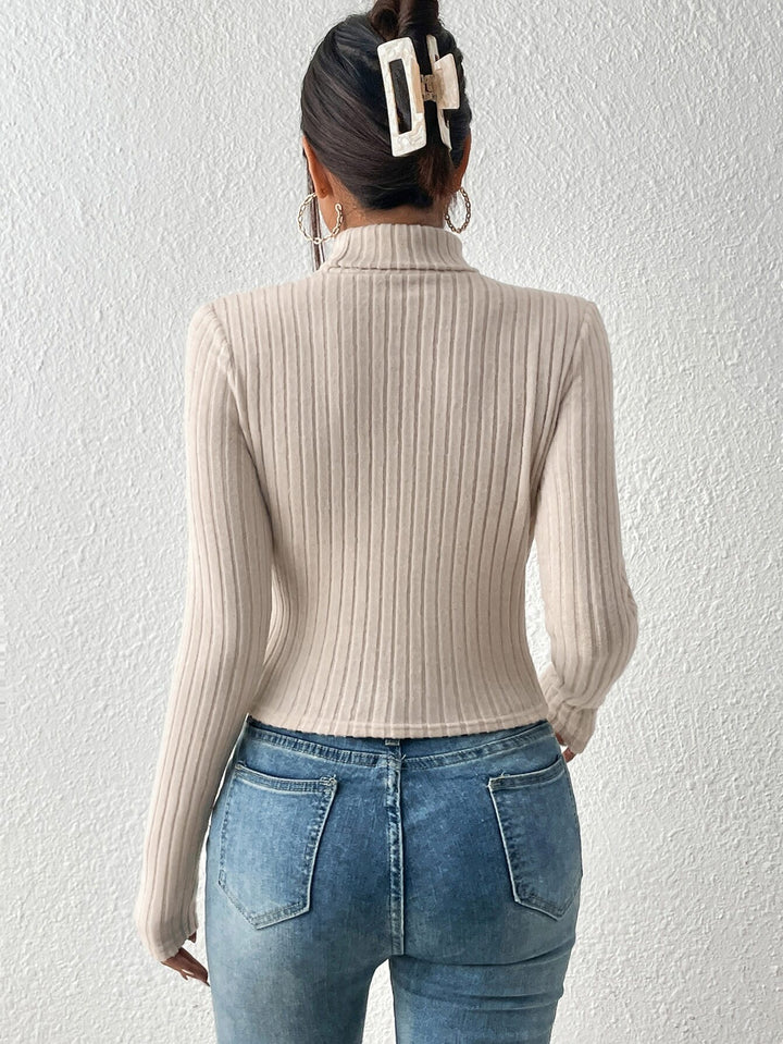 Cream Spaced Rib Cut Out Top