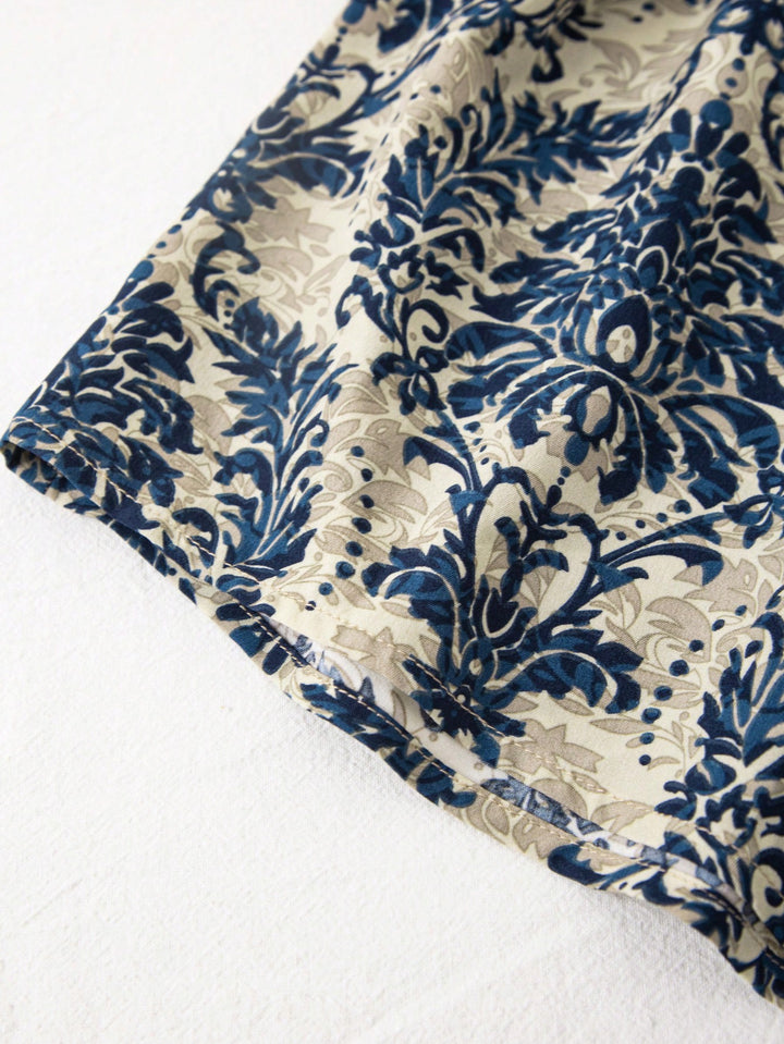 Blue Abstract Printed Regular Shorts