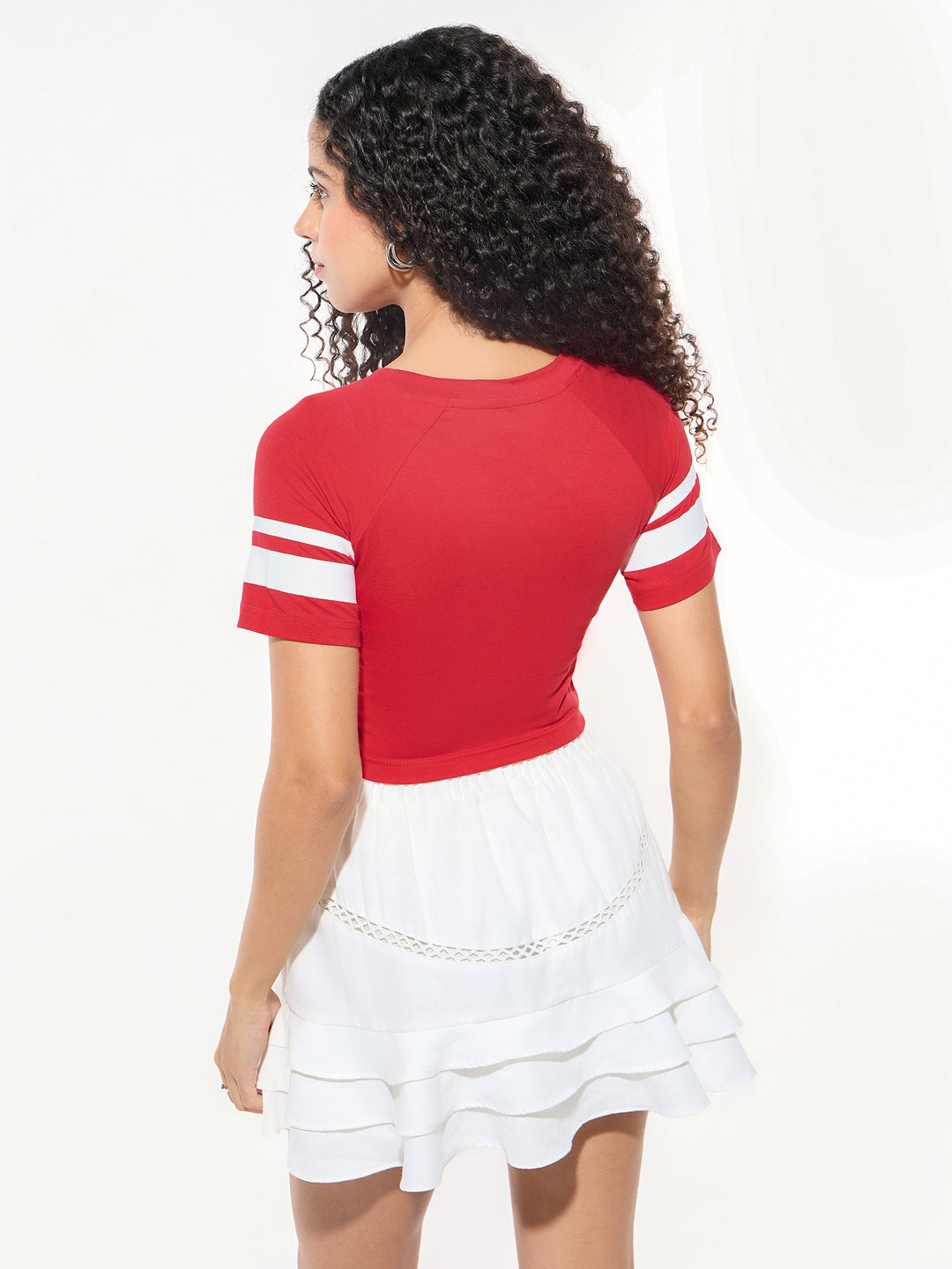 Red Crew Neck Graphic Tshirt