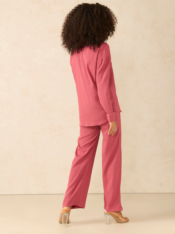 Pink Oversized Shirt & Pant Co-Ord Set