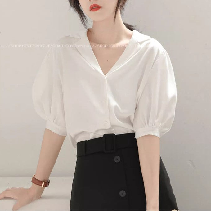 White Puff Sleeved Shirt