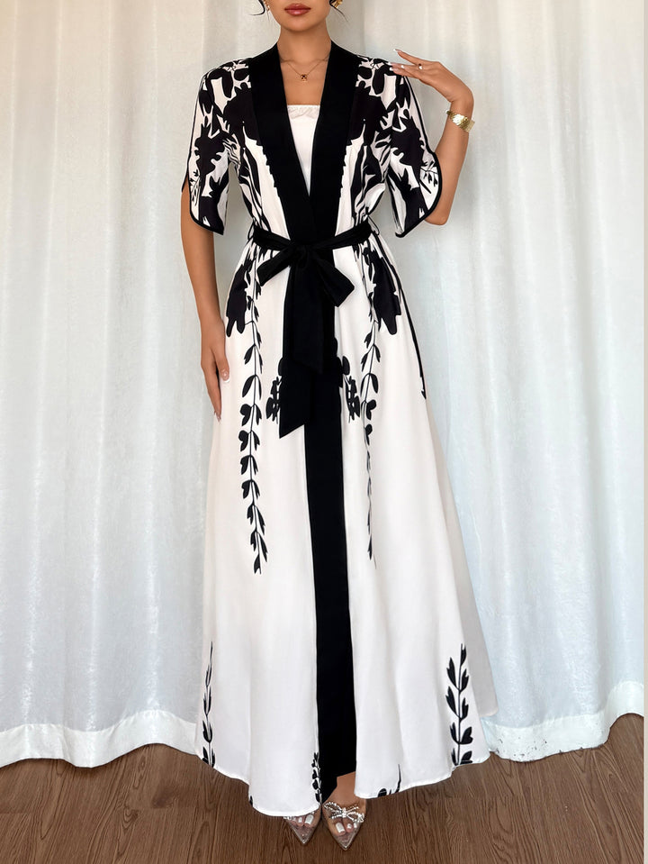 White Printed Wrap Dress