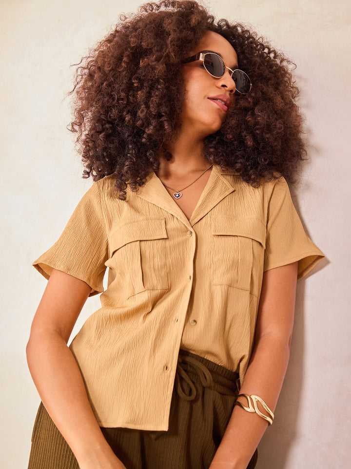 Beige Utility Detail Shirt