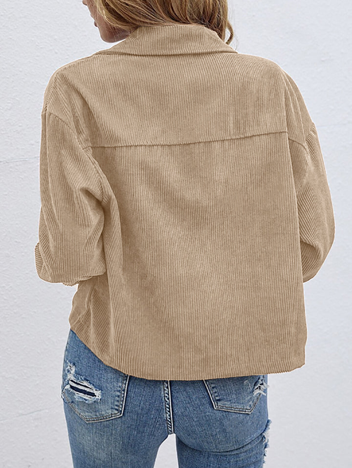 Cream Full Sleeve Front Button Shacket