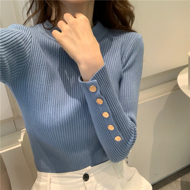 High Neck Blue Top