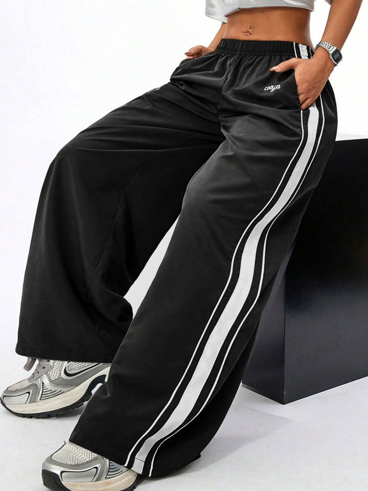Black Varsity Side Stripe Sweatpants