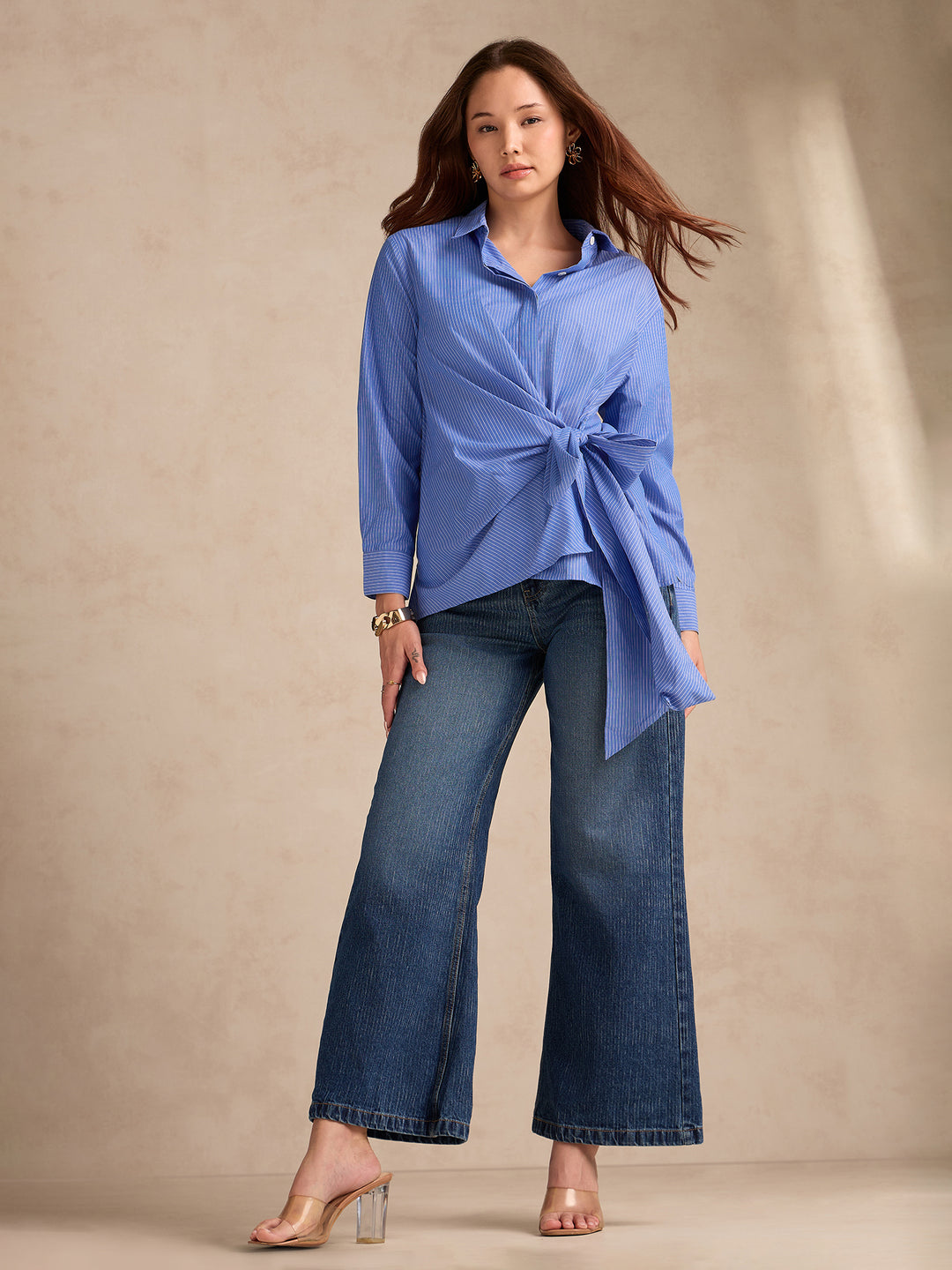 Blue Side Knot Detailing Shirt