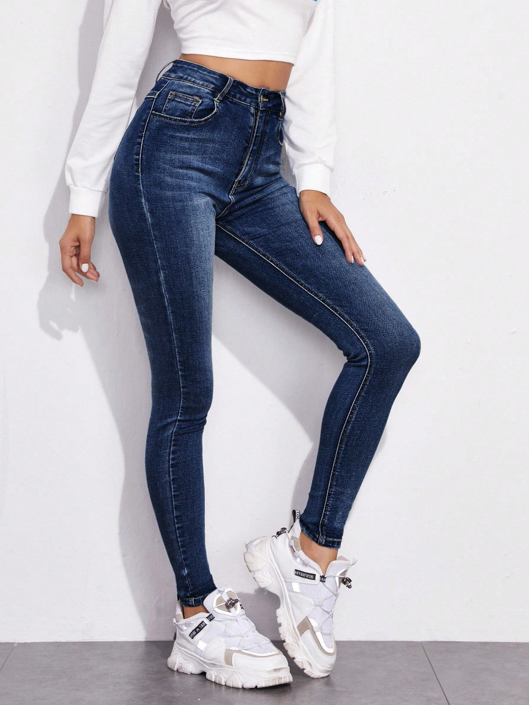 Blue Tinted High Waist Skinny Denim