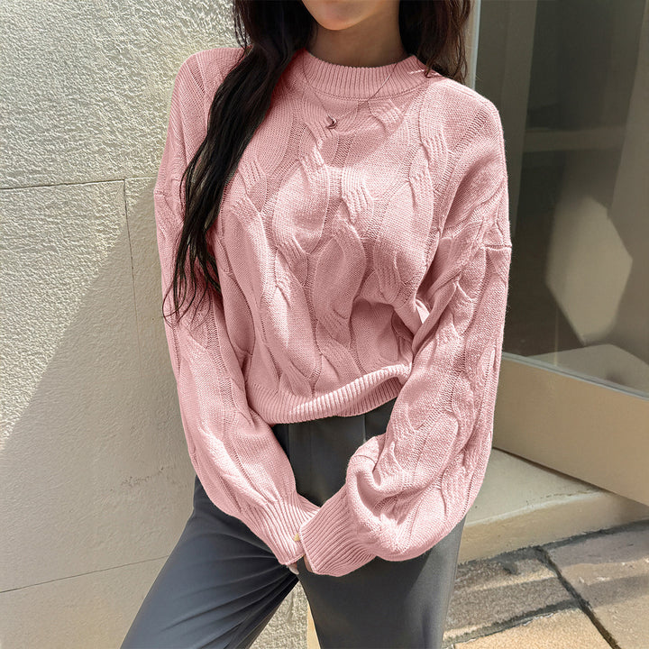 Pink Textured Solid Sweater