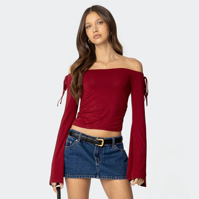 Red Off Shoulder Crop Top