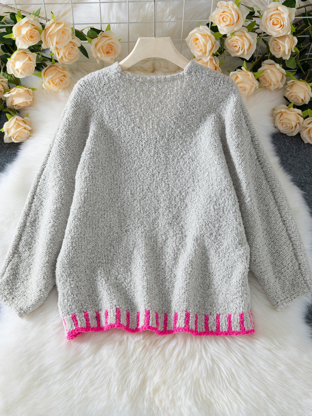 Grey Full Sleeves Printed Cardigan