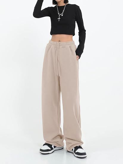 Khaki Elasticated Wide Leg Joggers