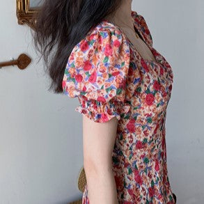 Multi Puff Sleeve A-Line Mini Dress