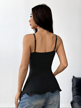 Black Shoulder Strap Metal Attached Asymmetrical Top