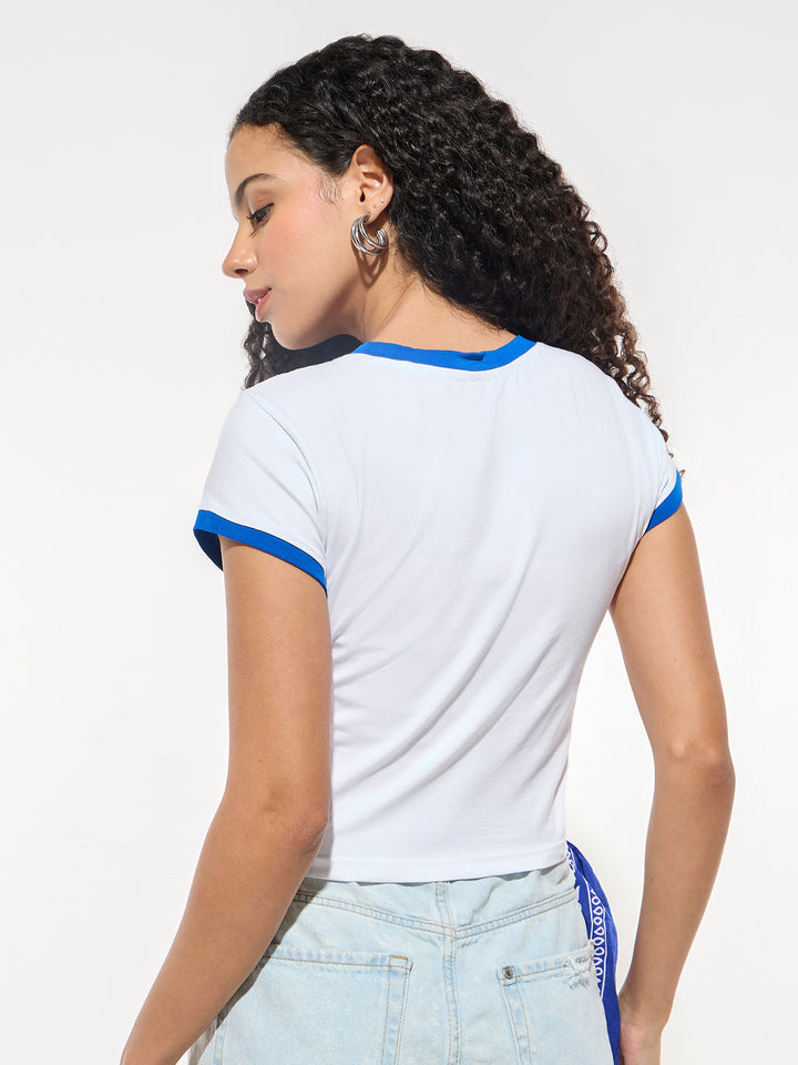 White Crew Neck Graphic Tshirt