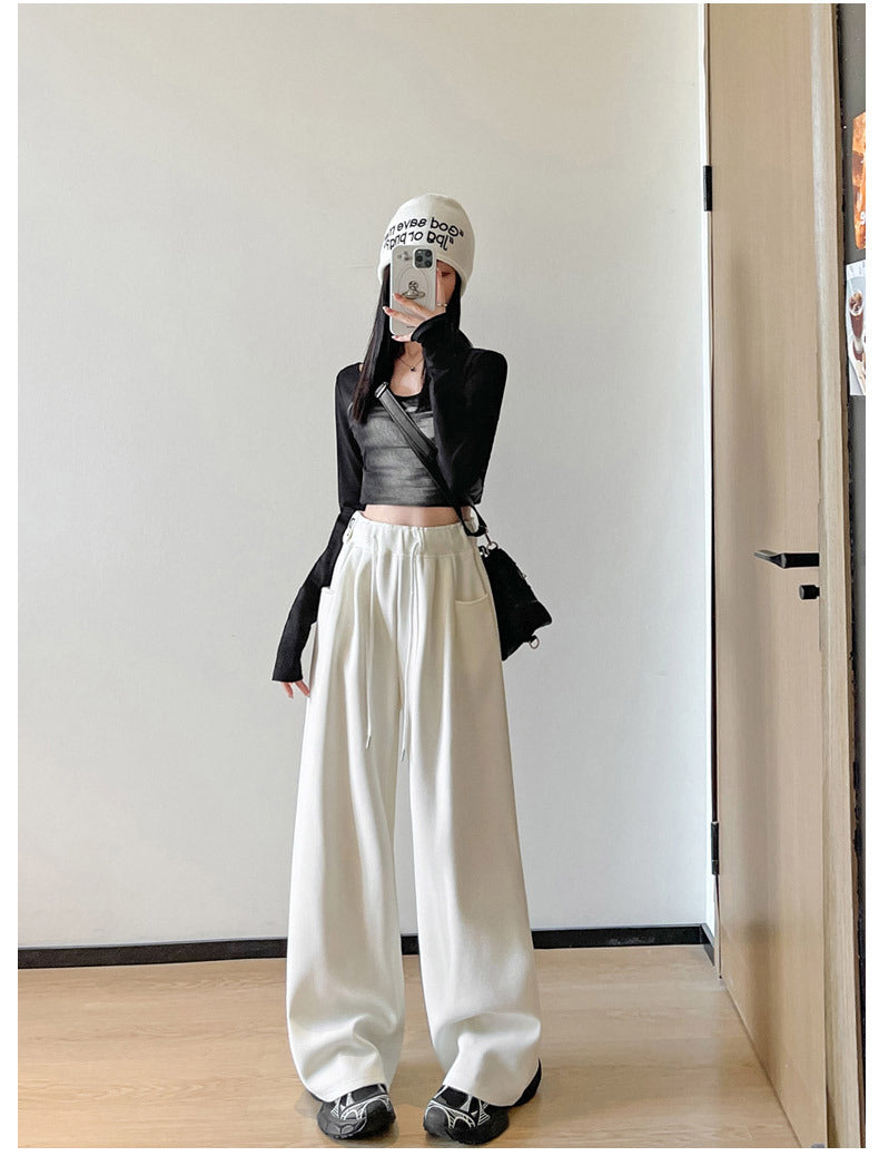 White High Waist Drawstring Pant