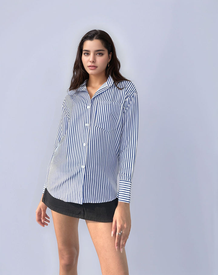 Blue Relaxed Striped Shirt