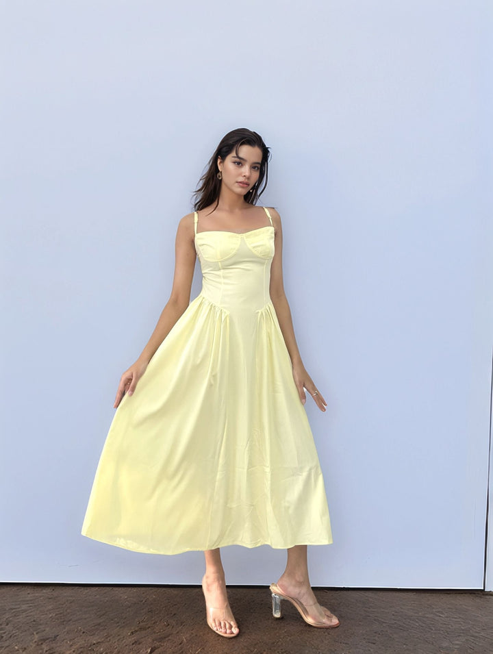 Lime Pointed Waistline Dress