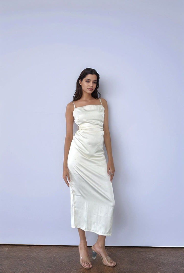 White Cut Out Slip Dress