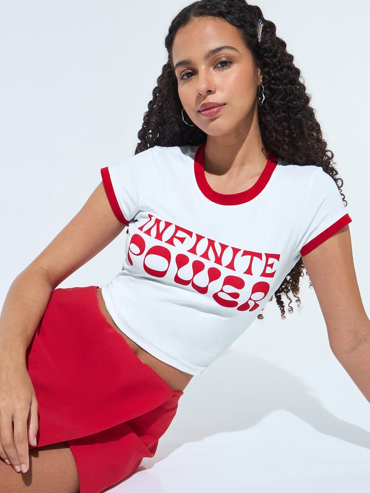 White Crew Neck Graphic Tshirt