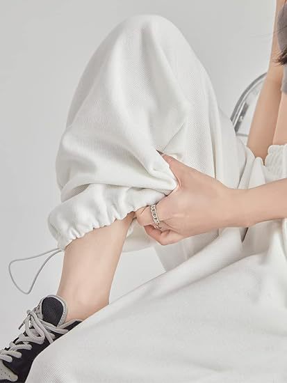 White Elasticated Wide Leg Joggers