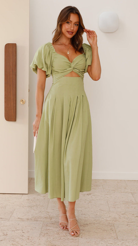 Olive Sweetheart Neckline Cut Out Dress