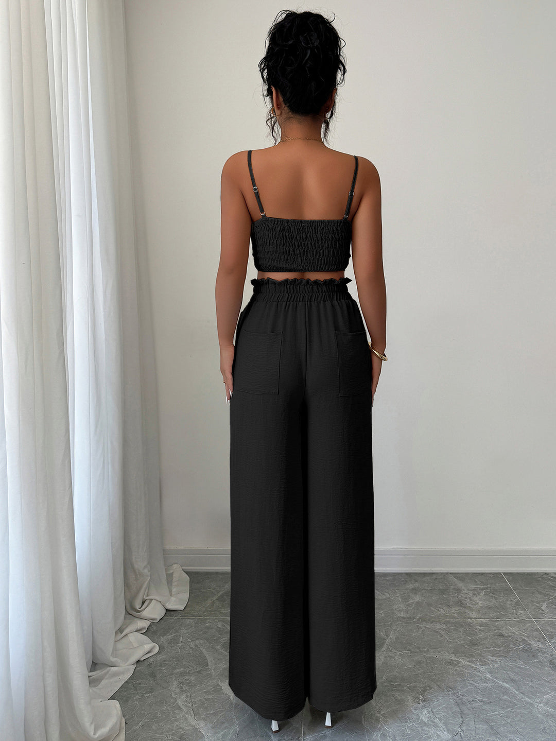 Black Cami Top And Pants Co-Ord Set
