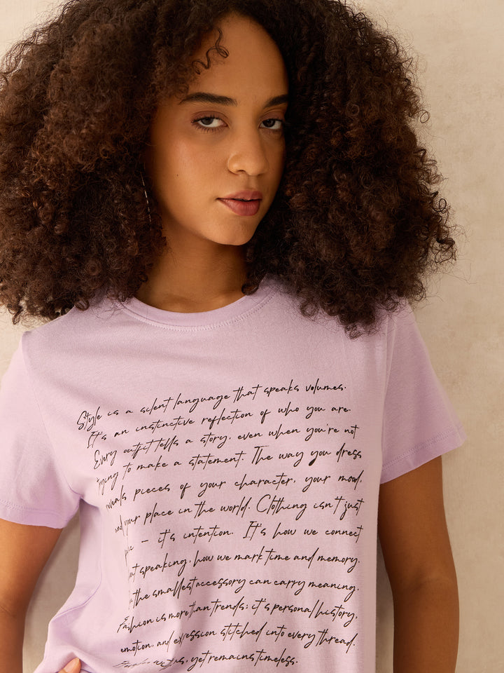 Lilac Regular Fit Graphic Tshirt
