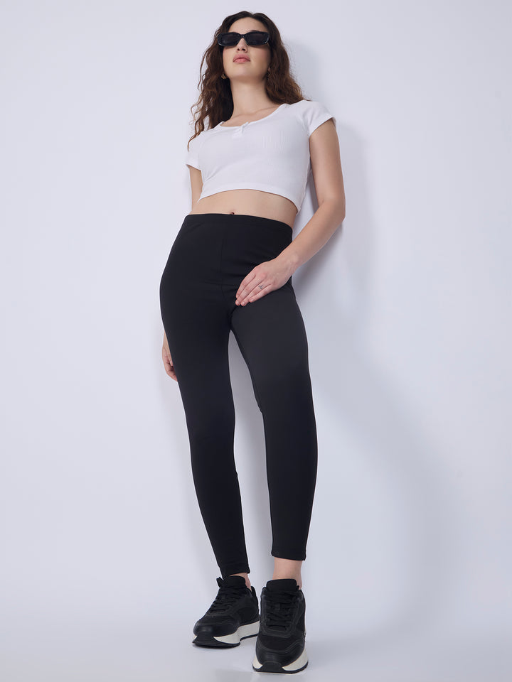 Black Basic Solid Leggings