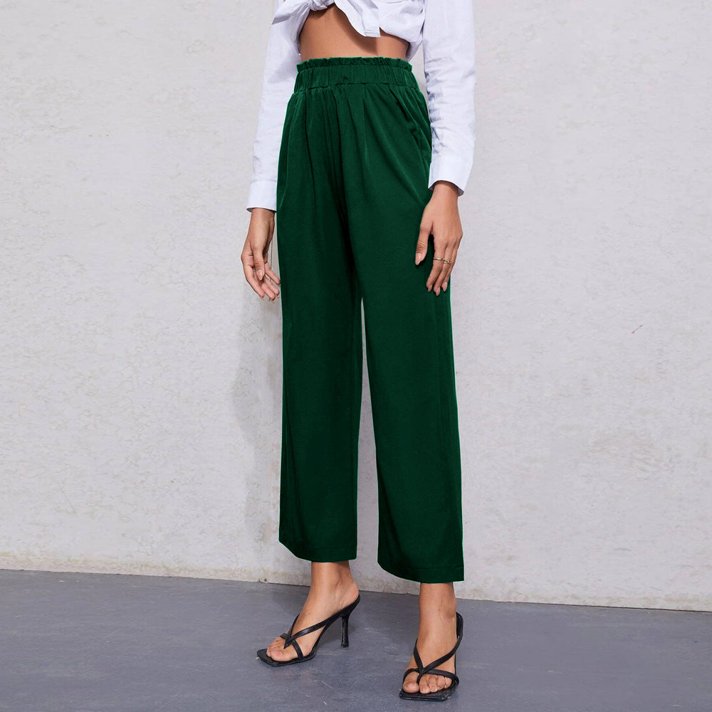 Green High Waist Ruffle Pant