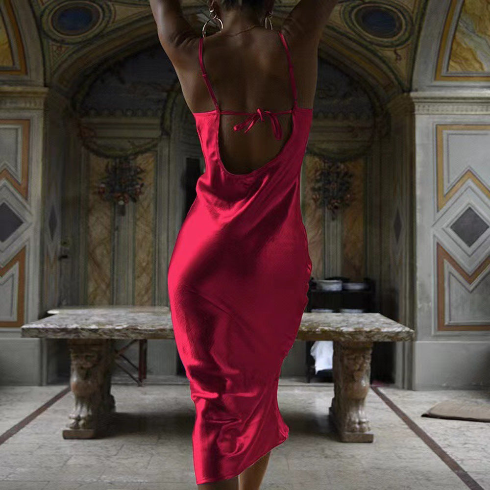 Red Textured Cowl Neck Maxi