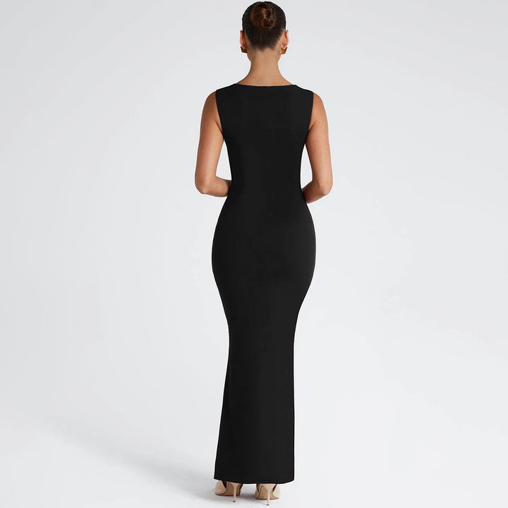 Black Square Neck Mini Bodycon Dress