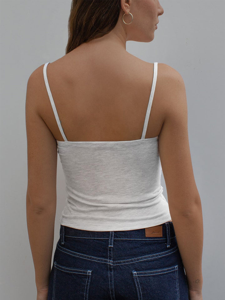 Grey Strappy Lace Detail Cami Top
