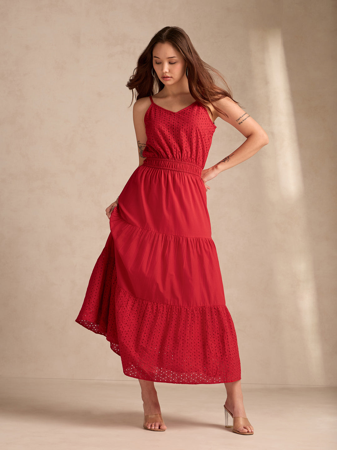 Red Strappy Schifley Maxi Dress