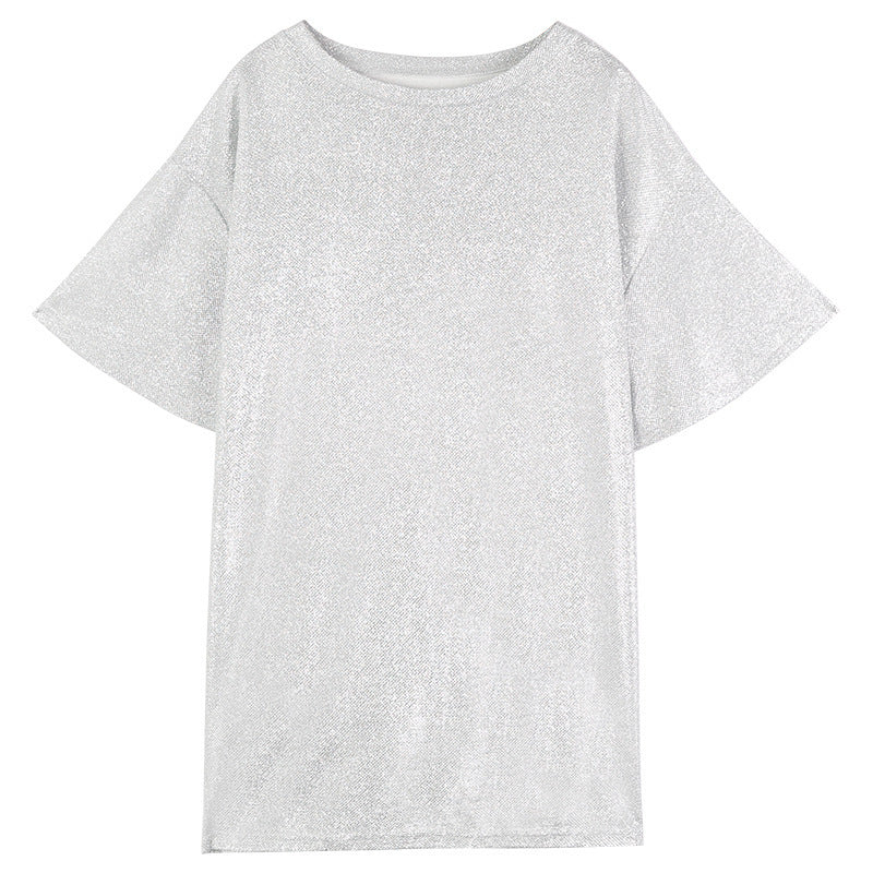 Silver Oversized Shimmer Top
