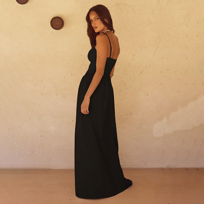 Black Pointed Waistline Dress