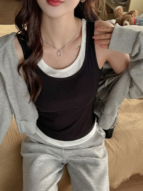 Black Twofer Look Tank Top