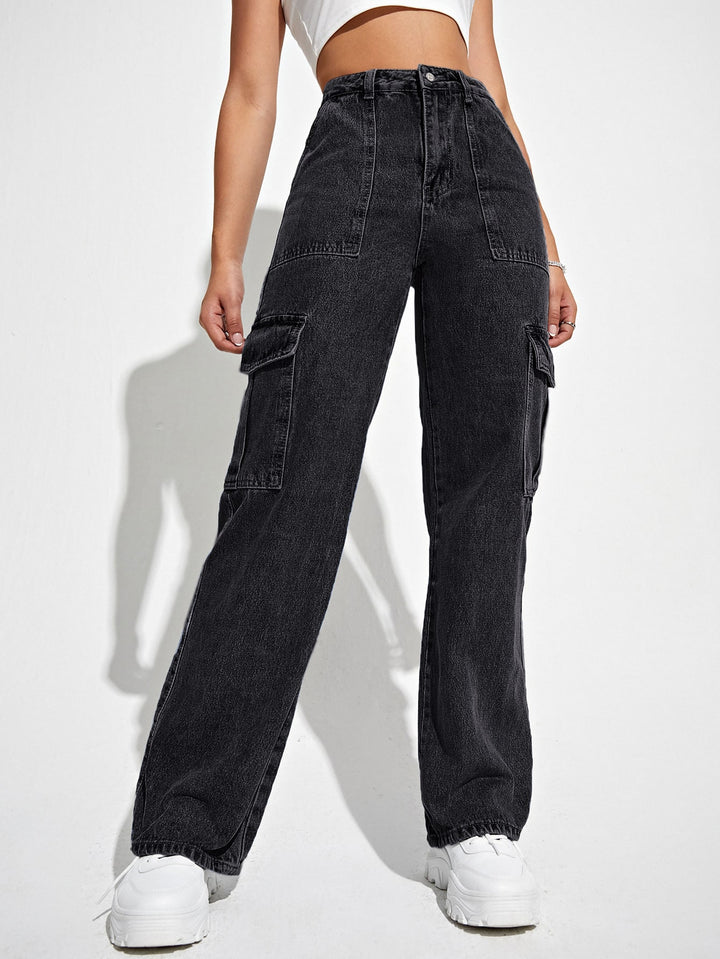 Black Cargo Pocket Detailed Jeans