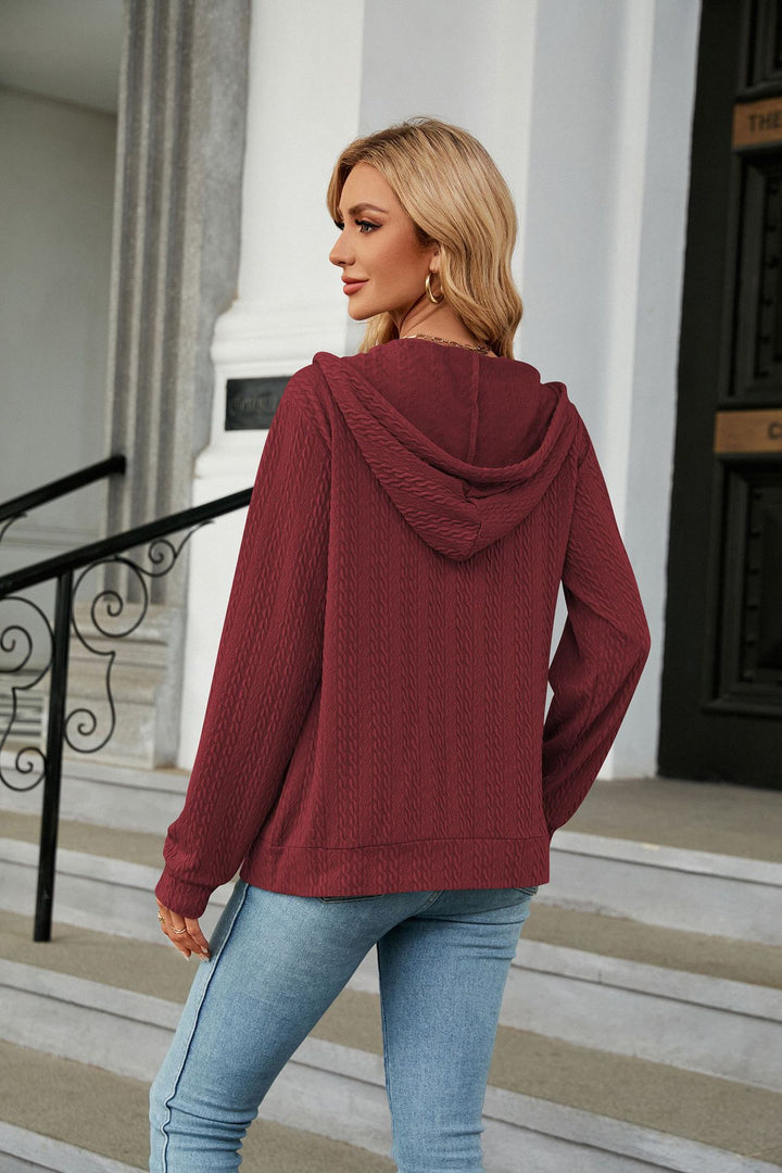 Maroon Full Sleeves Front Zip Hooded Jackets