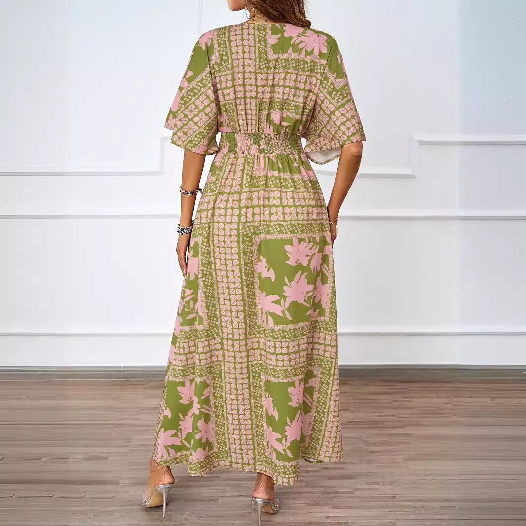 Multi Plunge Neck Side Slit Dress