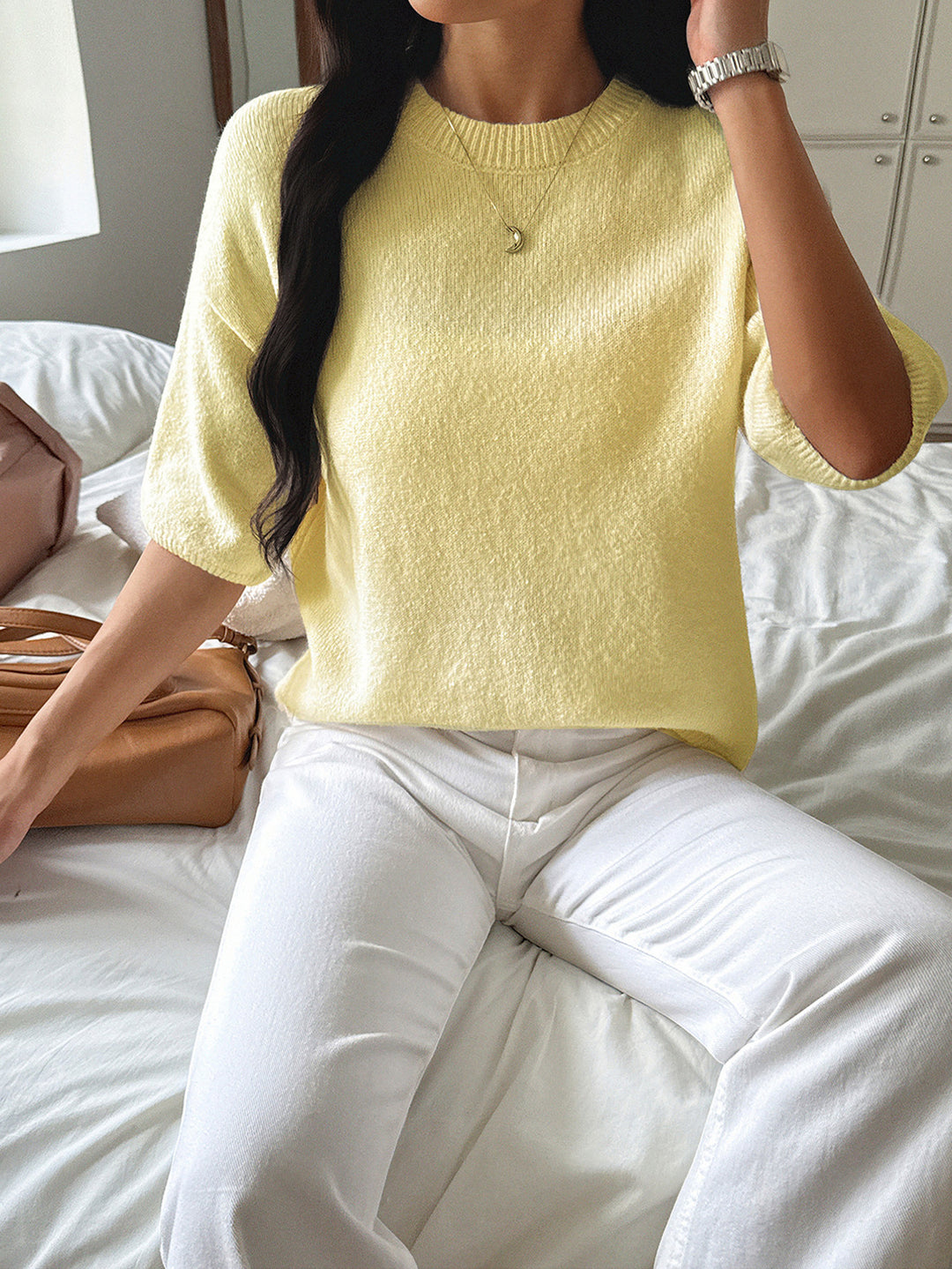 Yellow Solid Casual Pull Over