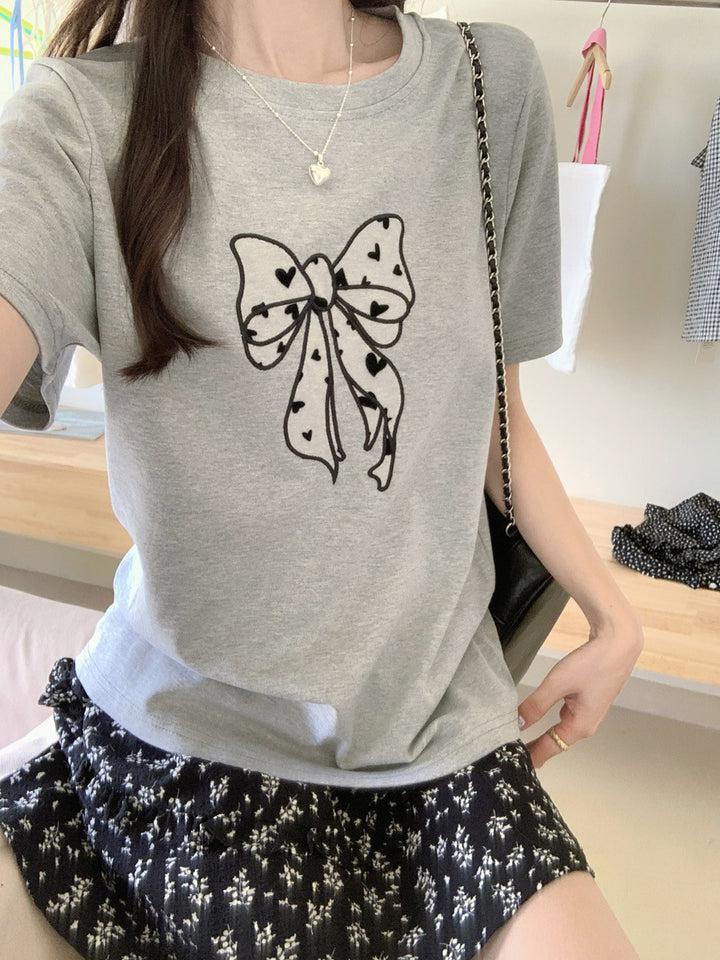Grey Chest Print Graphic Tshirt