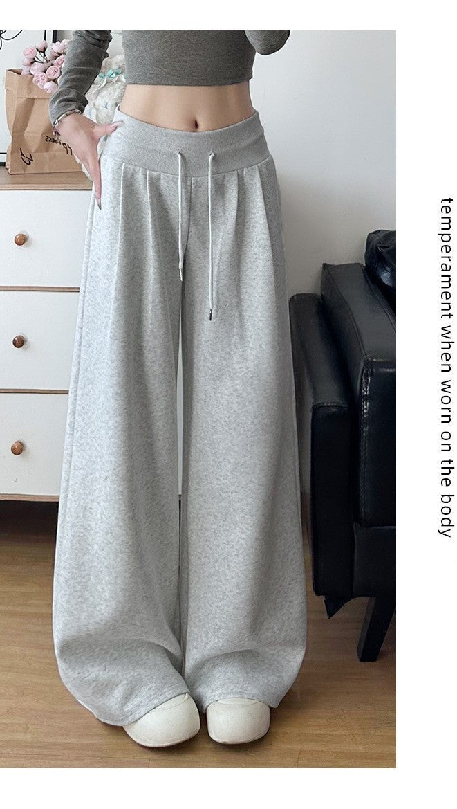 Grey High Waist Barrel Style Double Pleated Sweatpant