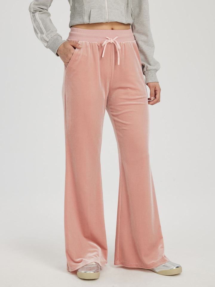 Pink Plush Fabric Flare Jogger
