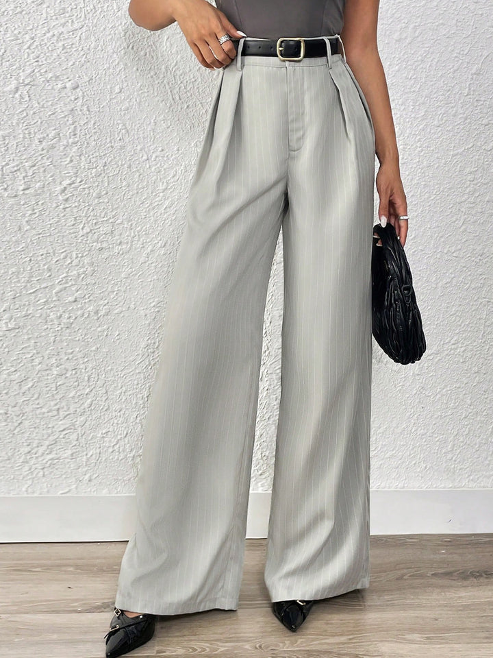 Grey Pleated Formal Trousers