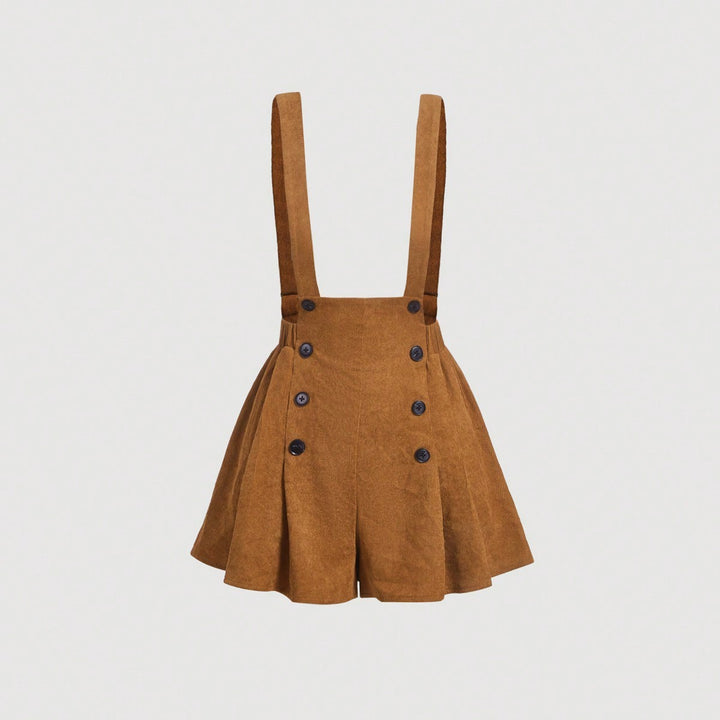 Brown Shorts With Belt And Front Buttons Detail
