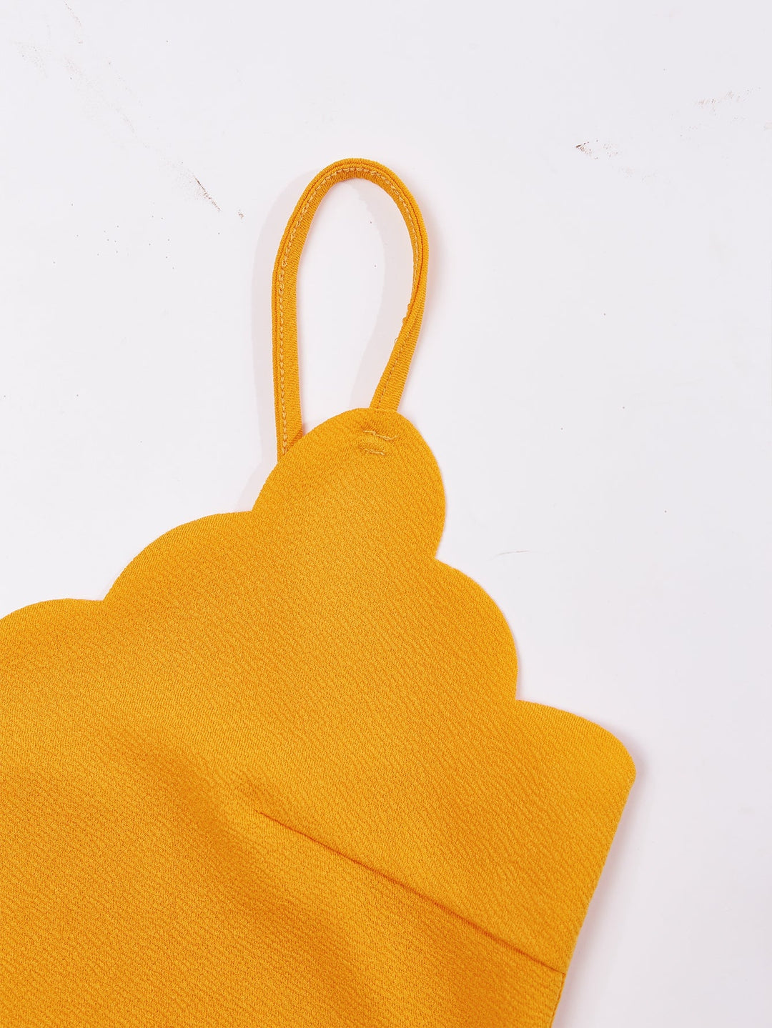 Mustard Spaghetti Strap Sweetheart Neck Top And Striped Shorts Set