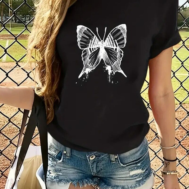 Black Chest Print Graphic T-Shirt